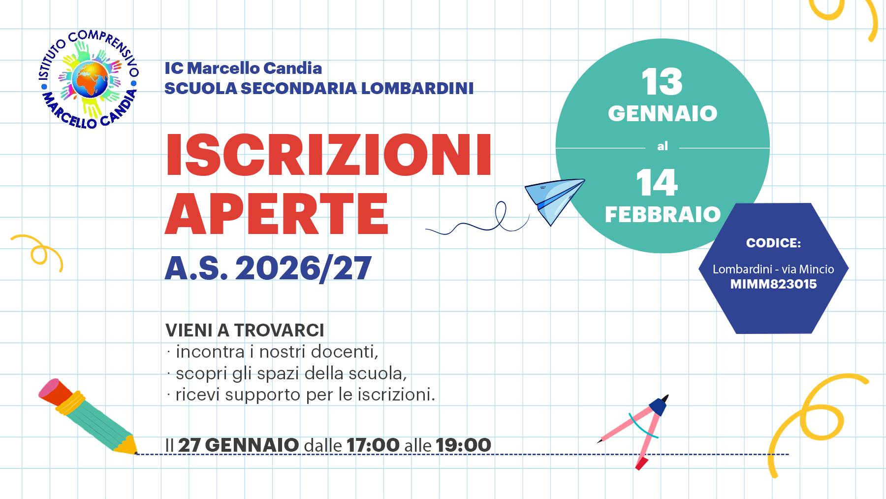 Iscrizioni alla classe prima della Scuola secondaria di I grado – IC Marcello Candia